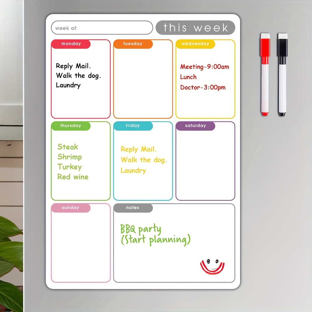 Meal Plan Notepad - A4 Magnetic Weekly Planner, Erase Fridge