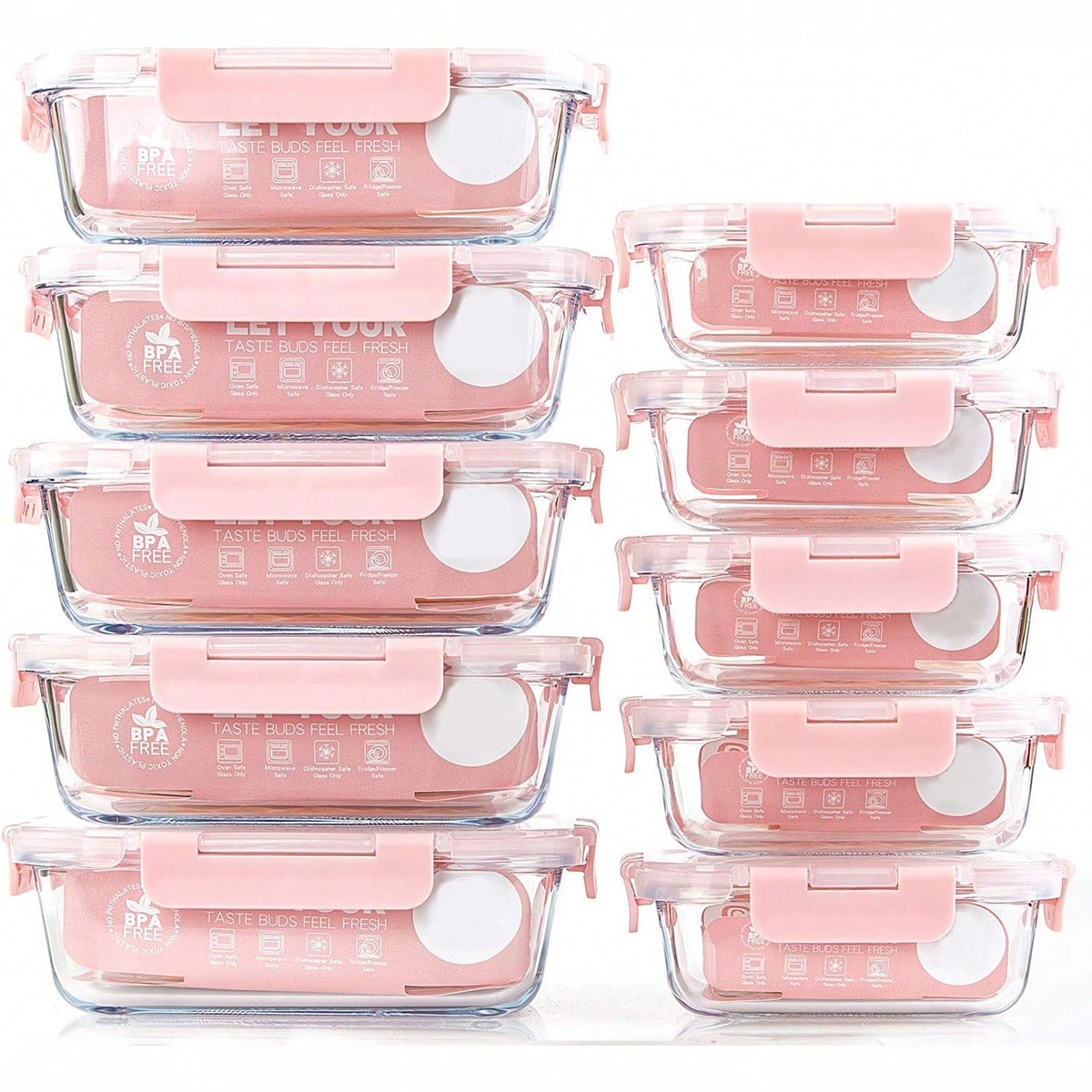 Meal Prep Food - 10 Pack Glass Meal Prep Containers,