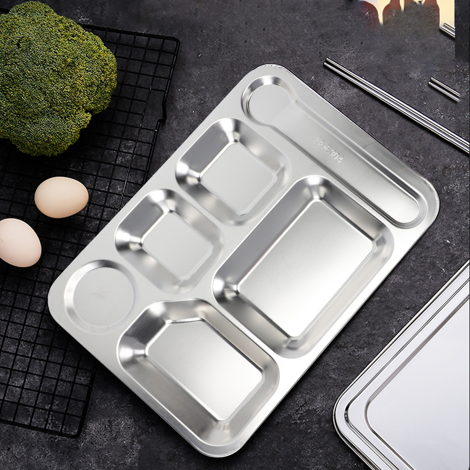 1pc Stainless Steel 6-Compartm - Meal Prep Food review and price