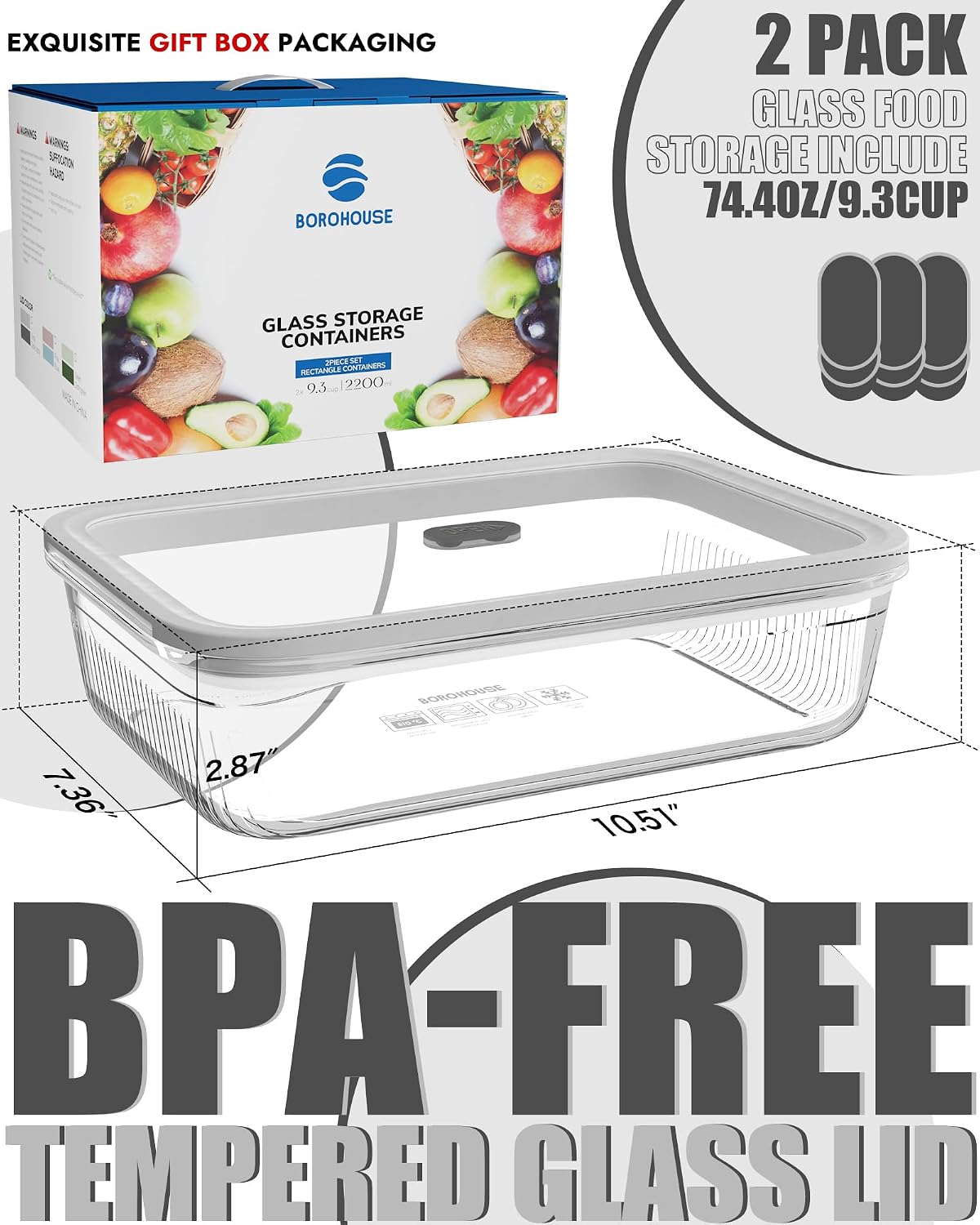 2 Pack Glass Food Storage Cont - Meal Prep Food review and price