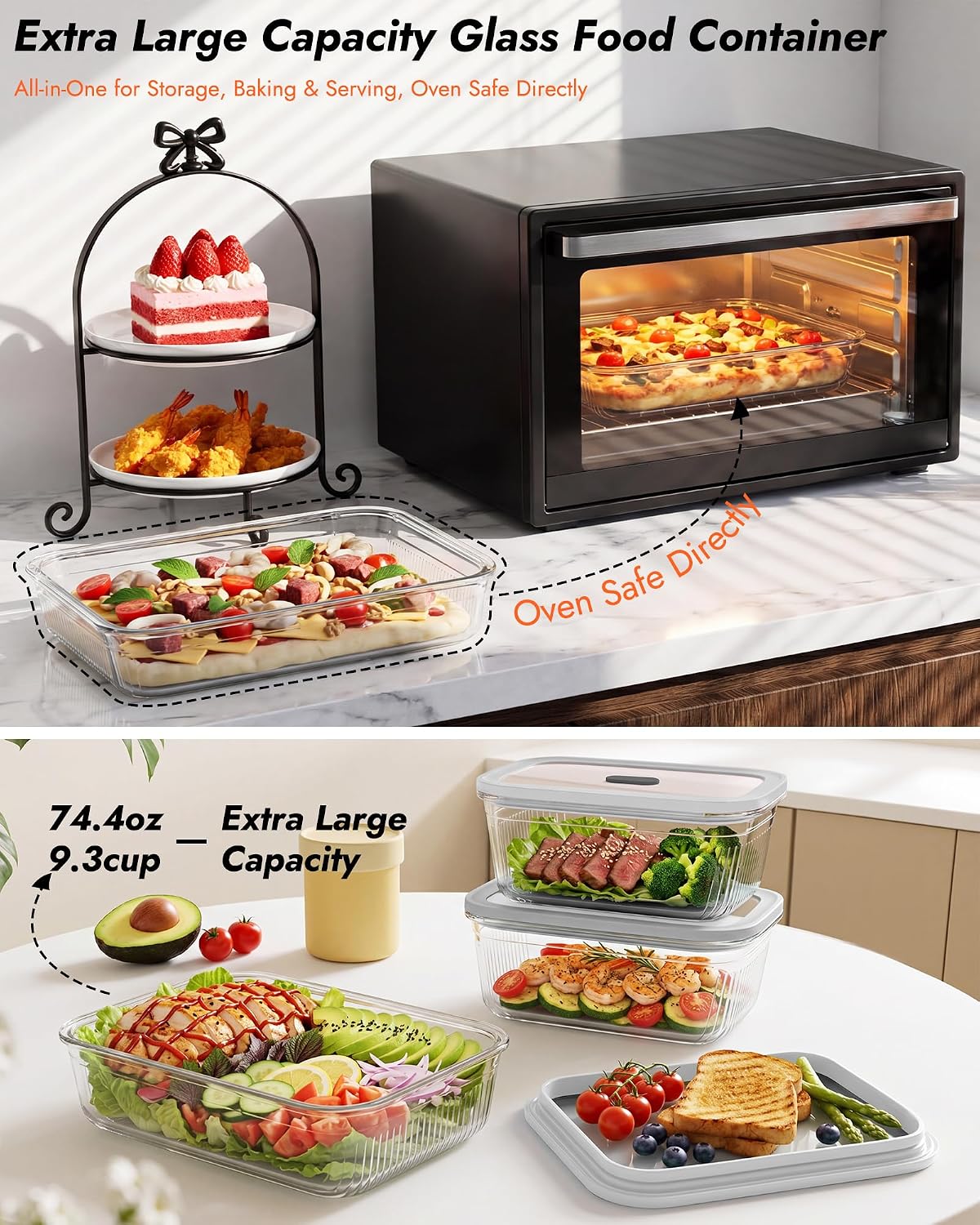2 Pack Glass Food Storage Cont - Meal Prep Food review and price