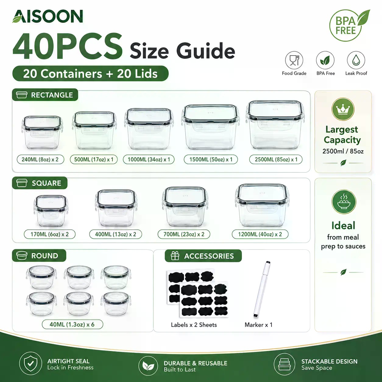 40 PCS Extra Large 85oz Silico - Meal Prep Food review and price