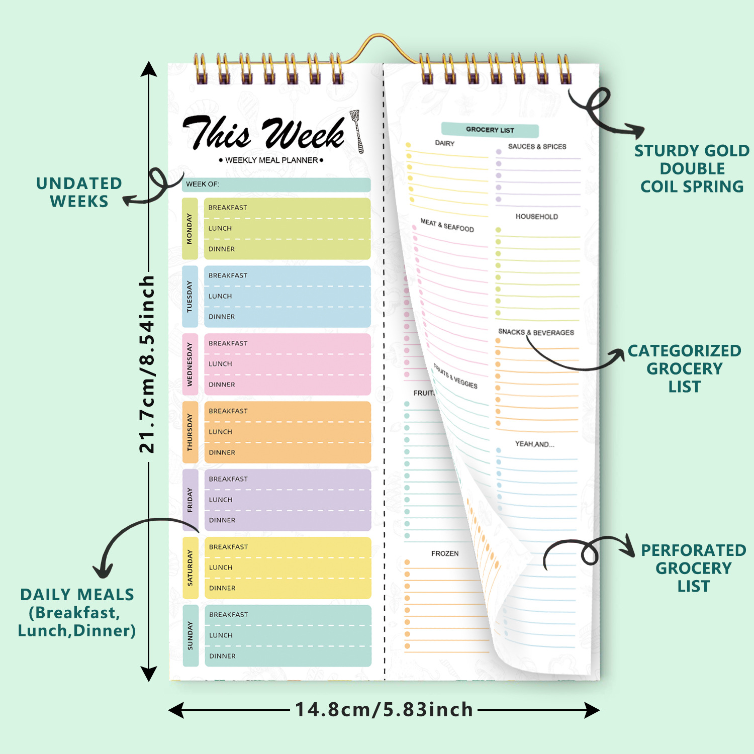 A5 Spiral Tear‑Off Notebook In - Meal Plan Notepad review and price
